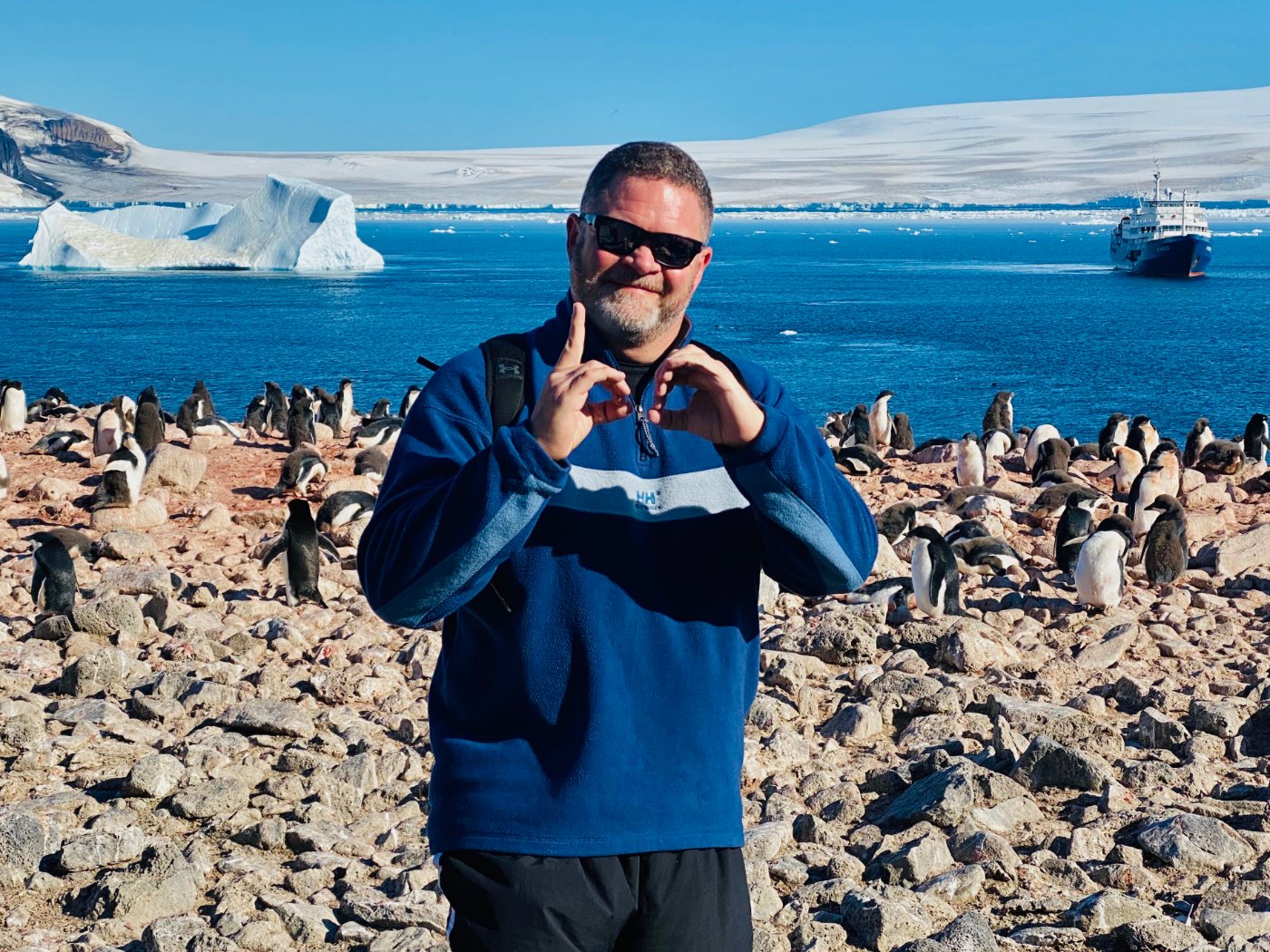 Darrell Seale on Paulet Island, Antarctica, in 2020, his 100th country